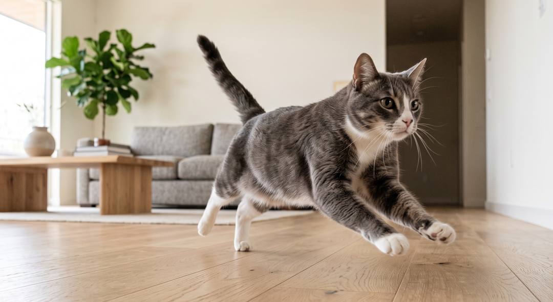 ¿Por qué mi gato corre sin razón alguna por toda la casa?
